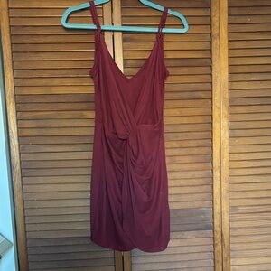 Tobi Burgundy Twist Mini Dress